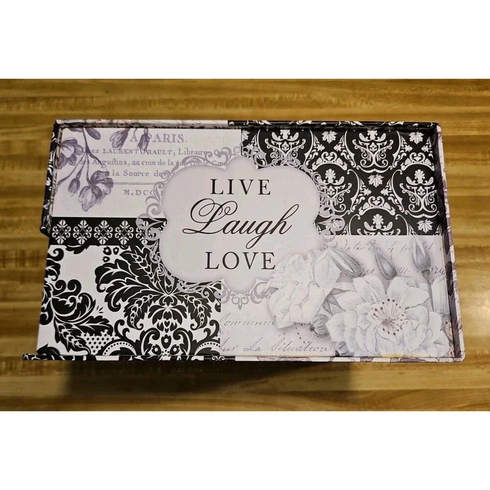 Elegant Storage Box Grey & Black Paris Art Nouveau Live Laugh Love 9